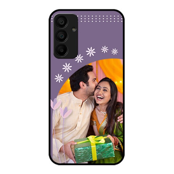 Samsung Galaxy A15 5G Custom Glass Phone Case - Lavender Flowers Design Samsung Galaxy A15 5G Custom Glass Phone Case - Lavender Flowers Design