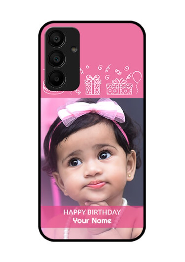 Samsung Galaxy A15 5G Custom Glass Phone Case - With Birthday Line Art Design