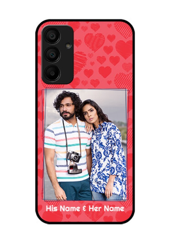 Samsung Galaxy A15 5G Custom Glass Phone Case - With Red Heart Symbols Design