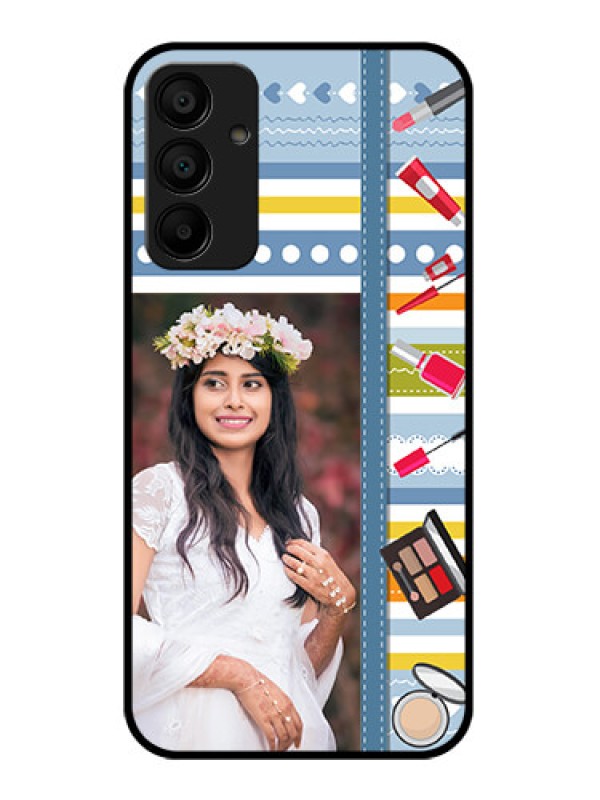 Custom Samsung Galaxy A15 5G Custom Glass Phone Case - Makeup Icons Design