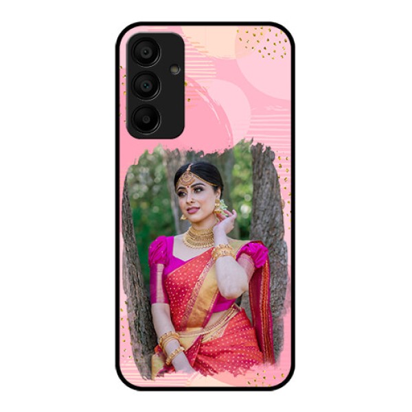 Samsung Galaxy A15 5G Custom Glass Phone Case - Gold Glitter Splash Design Samsung Galaxy A15 5G Custom Glass Phone Case - Gold Glitter Splash Design
