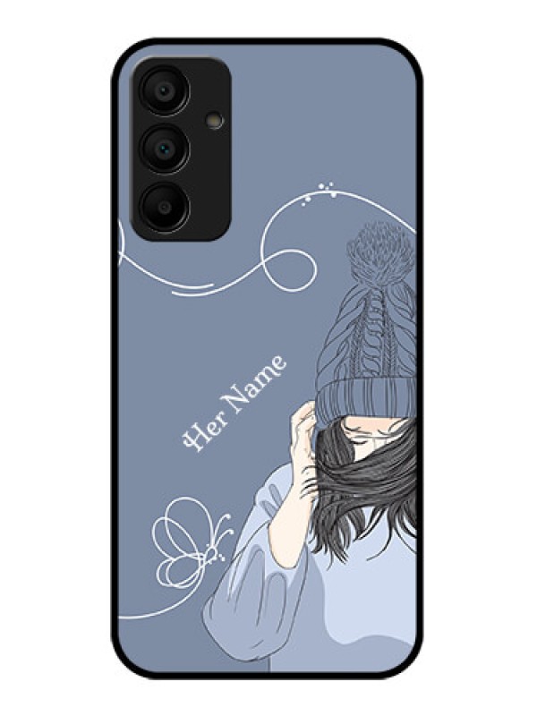Custom Samsung Galaxy A15 5G Custom Glass Phone Case - Girl In Winter Outfit Design