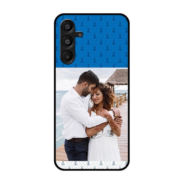 Galaxy A16 5G Custom Glass Phone Case - Blue Anchors Design Galaxy A16 5G Custom Glass Phone Case - Blue Anchors Design