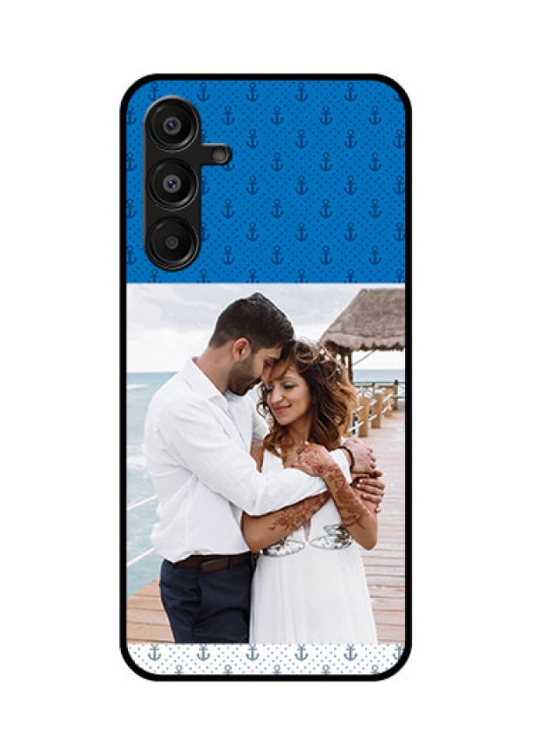 Galaxy A16 5G Custom Glass Phone Case - Blue Anchors Design