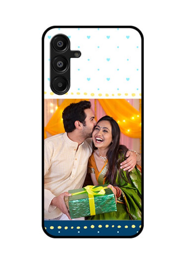 Galaxy A16 5G Custom Glass Phone Case - White And Blue Abstract Design