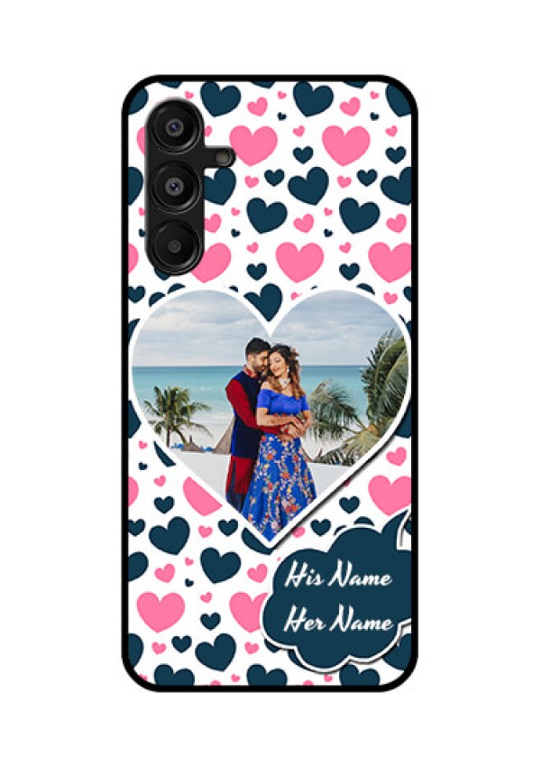 Galaxy A16 5G Custom Glass Phone Case - Pink and Blue Heart Design