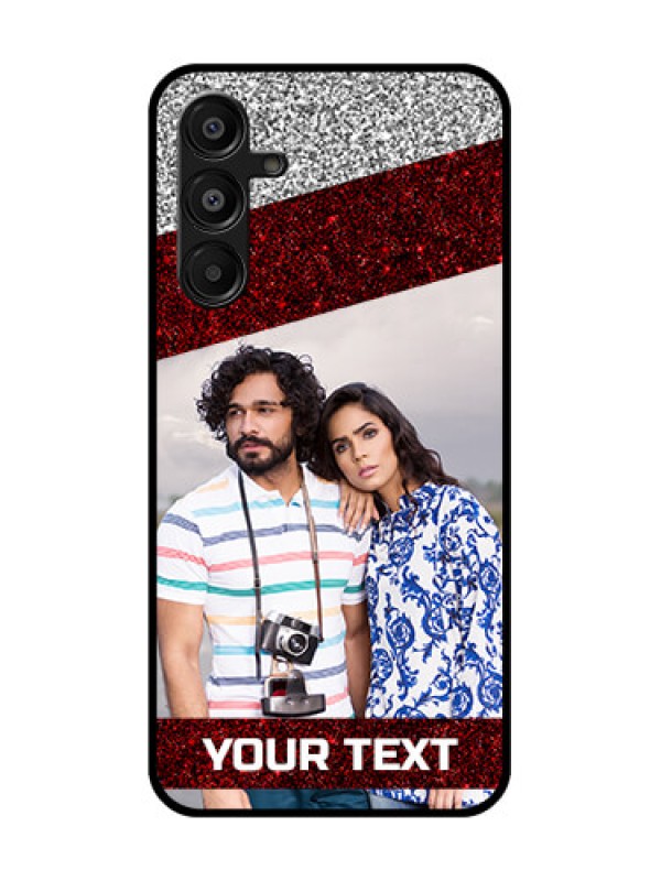 Custom Galaxy A16 5G Custom Glass Phone Case - Image Holder With Glitter Strip Design