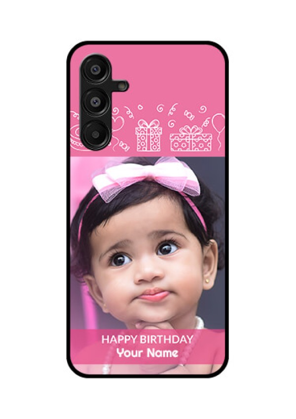 Galaxy A16 5G Custom Glass Phone Case - With Birthday Line Art Design
