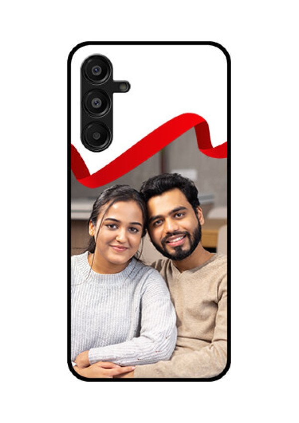 Galaxy A16 5G Custom Glass Phone Case - Red Ribbon Frame Design
