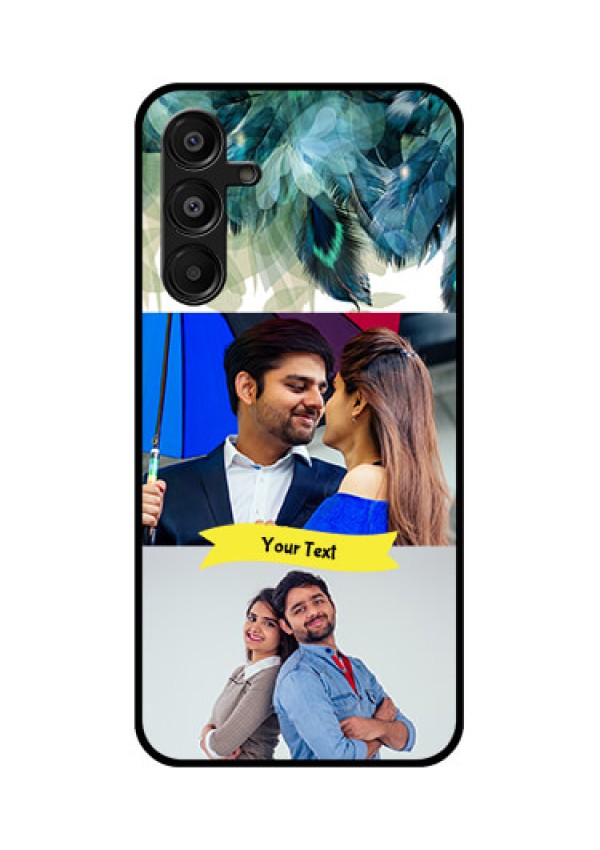 Galaxy A16 5G Custom Glass Phone Case - Image With Boho Peacock Feather Design