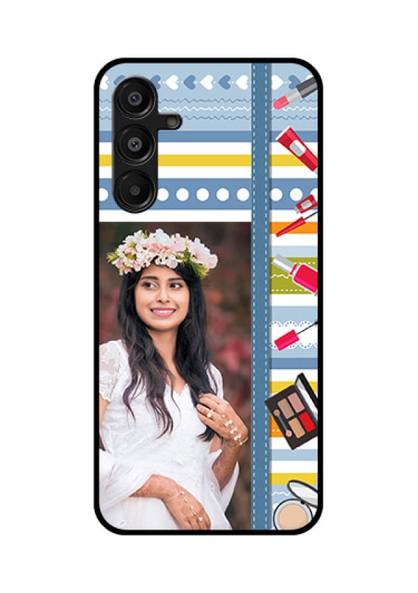 Galaxy A16 5G Custom Glass Phone Case - Makeup Icons Design
