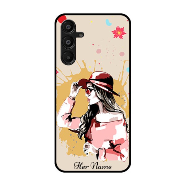 Galaxy A16 5G Custom Glass Phone Case - Women With Pink Hat Design Galaxy A16 5G Custom Glass Phone Case - Women With Pink Hat Design