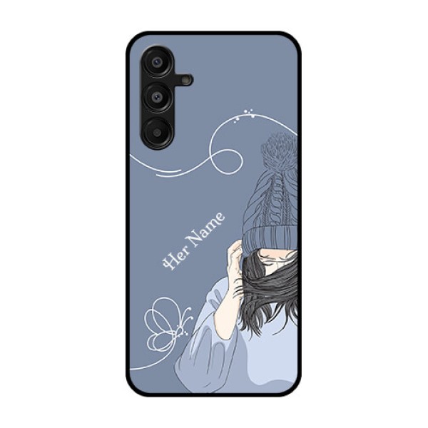 Galaxy A16 5G Custom Glass Phone Case - Girl In Winter Outfit Design