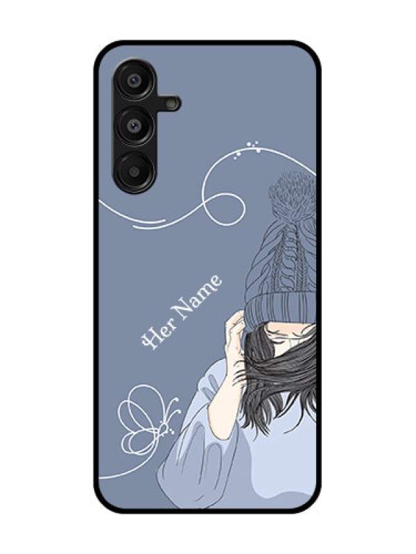 Custom Galaxy A16 5G Custom Glass Phone Case - Girl In Winter Outfit Design