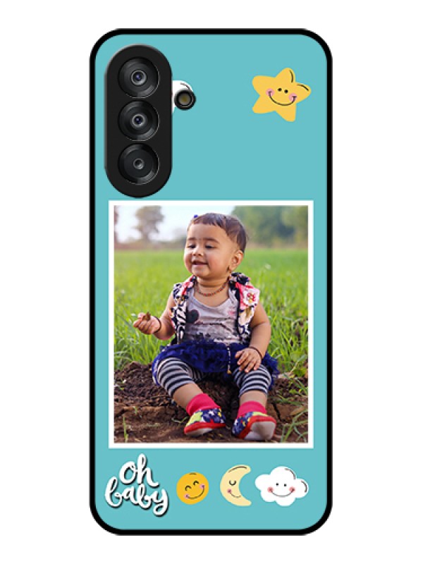 Custom Galaxy A17 5G Custom Glass Phone Case - Smiley Kids Stars Design
