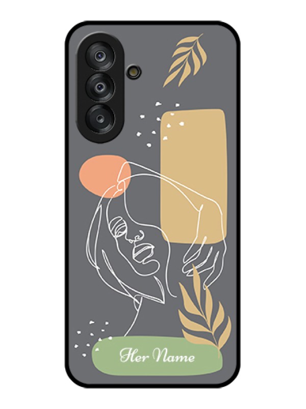 Custom Galaxy A17 5G Custom Glass Phone Case - Gazing Woman Line Art Design