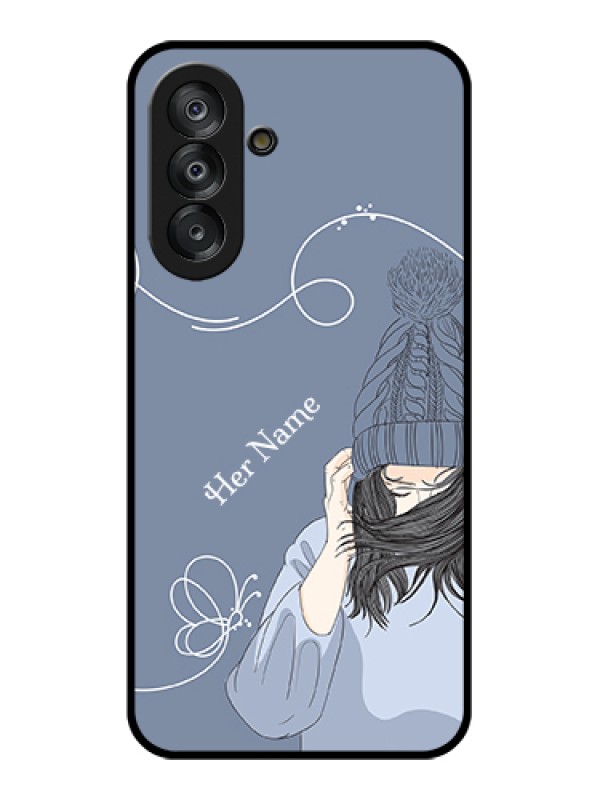 Custom Galaxy A17 5G Custom Glass Phone Case - Girl In Winter Outfit Design