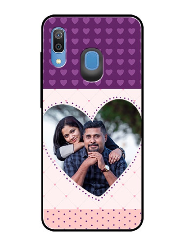 Custom Samsung Galaxy A20 Custom Glass Phone Case  - Violet Love Dots Design