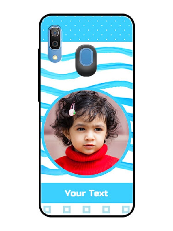 Custom Samsung Galaxy A20 Custom Glass Phone Case  - Simple Blue Case Design