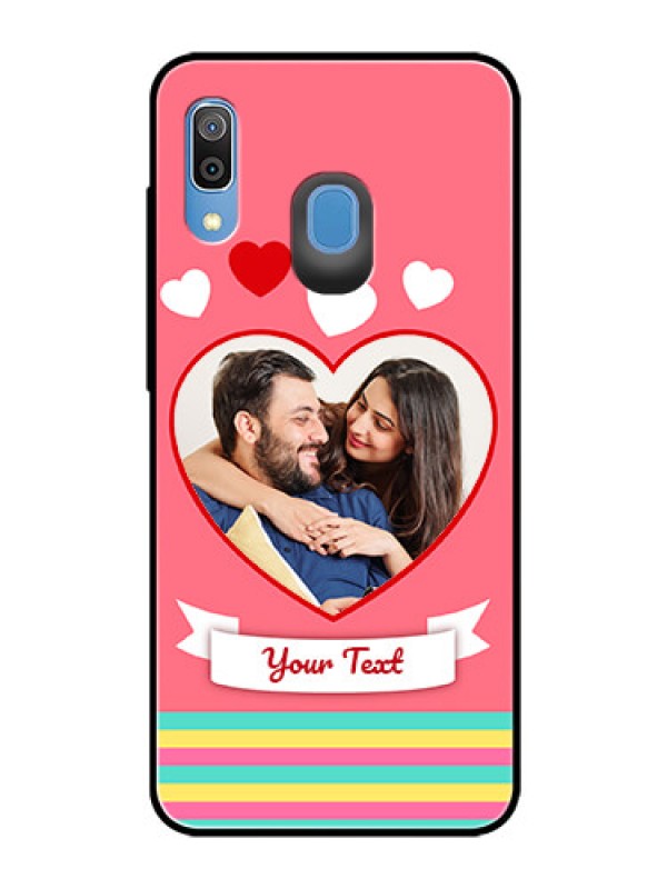 Custom Samsung Galaxy A20 Photo Printing on Glass Case  - Love Doodle Design