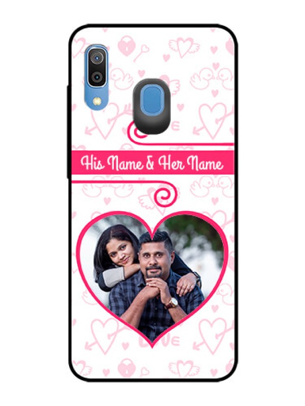 Custom Samsung Galaxy A20 Personalized Glass Phone Case  - Heart Shape Love Design