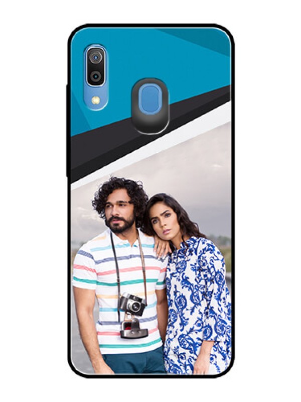 Custom Samsung Galaxy A20 Photo Printing on Glass Case  - Simple Pattern Photo Upload Design