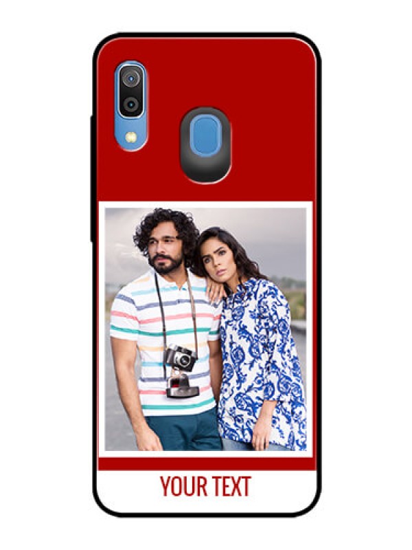 Custom Samsung Galaxy A20 Personalized Glass Phone Case  - Simple Red Color Design