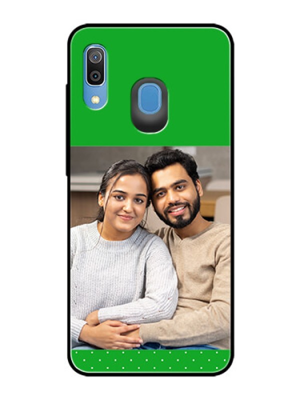 Custom Samsung Galaxy A20 Personalized Glass Phone Case  - Green Pattern Design