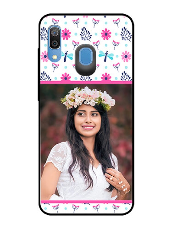 Custom Samsung Galaxy A20 Photo Printing on Glass Case  - Colorful Flower Design