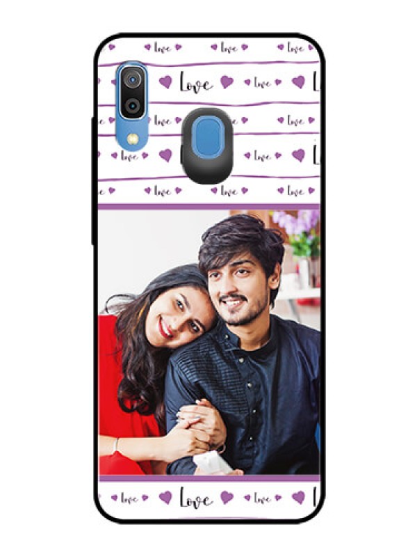 Custom Samsung Galaxy A20 Custom Glass Mobile Case  - Couples Heart Design