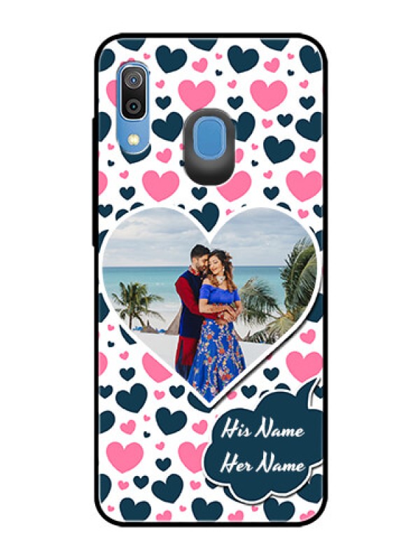 Custom Samsung Galaxy A20 Custom Glass Phone Case  - Pink & Blue Heart Design
