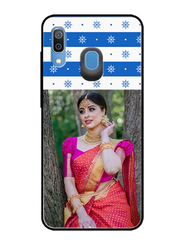 Custom Samsung Galaxy A20 Photo Printing on Glass Case  - Snow Pattern Design