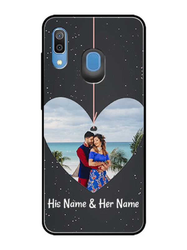 Custom Samsung Galaxy A20 Custom Glass Phone Case  - Hanging Heart Design