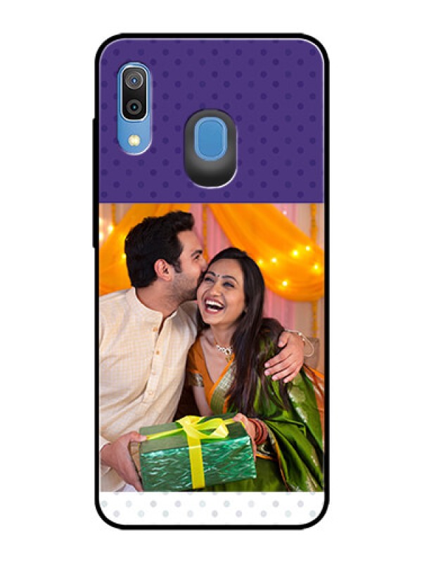 Custom Samsung Galaxy A20 Personalized Glass Phone Case  - Violet Pattern Design