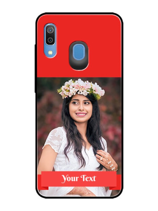 Custom Samsung Galaxy A20 Custom Glass Phone Case  - Simple Red Color Design