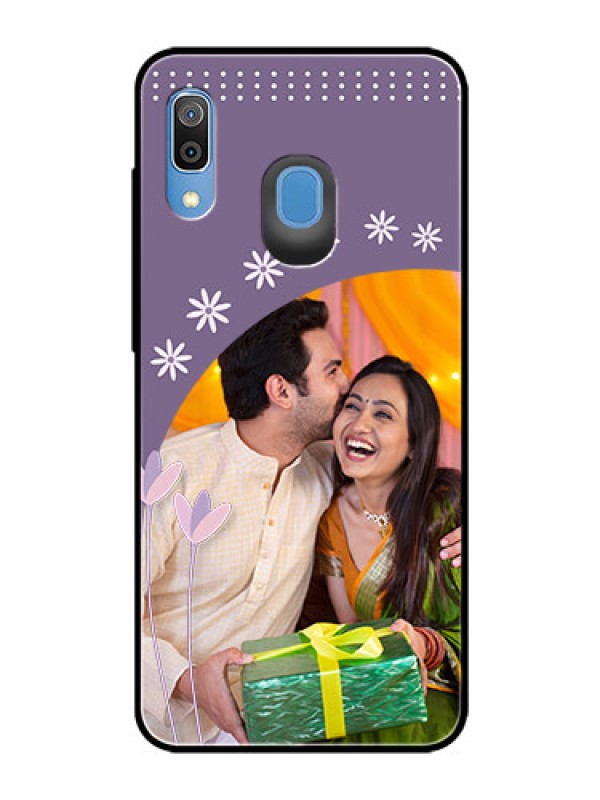 Custom Samsung Galaxy A20 Custom Glass Mobile Case  - Lavender flowers design 