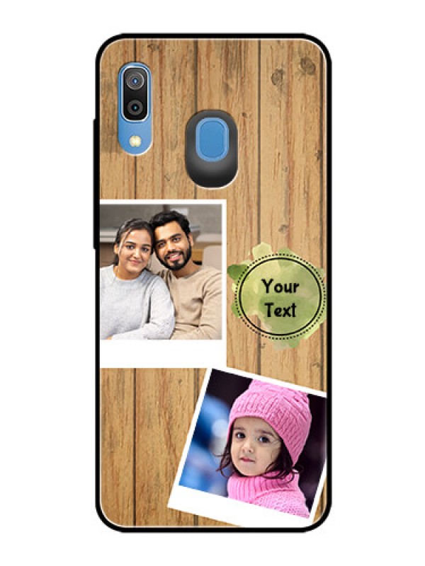 Custom Samsung Galaxy A20 Custom Glass Phone Case  - Wooden Texture Design