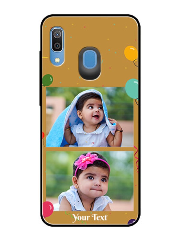 Custom Samsung Galaxy A20 Personalized Glass Phone Case  - Image Holder with Birthday Celebrations Design