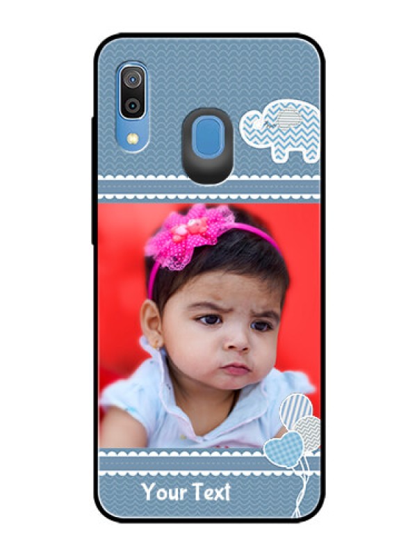 Custom Samsung Galaxy A20 Photo Printing on Glass Case  - with Kids Pattern Design