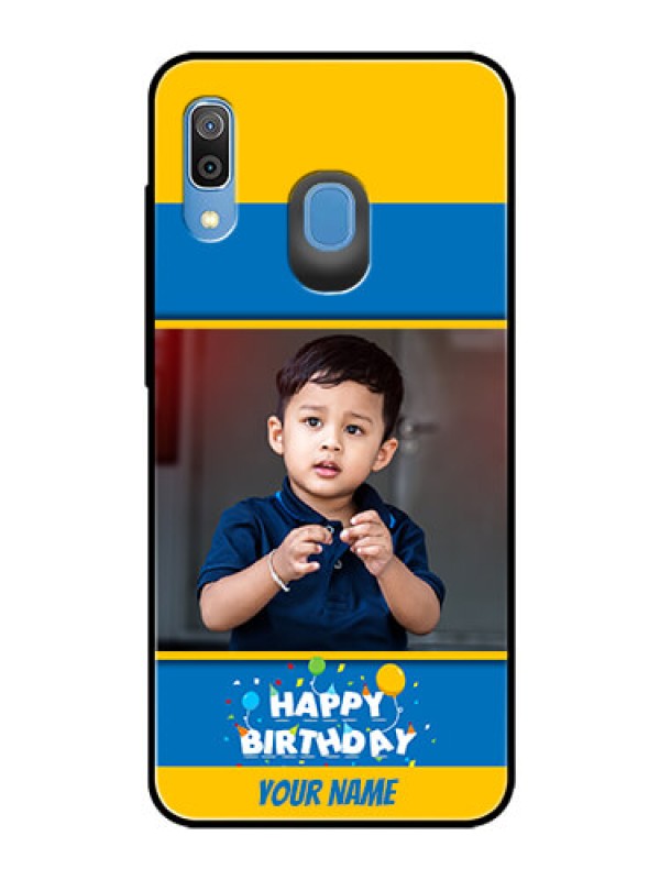Custom Samsung Galaxy A20 Custom Glass Mobile Case  - Birthday Wishes Design