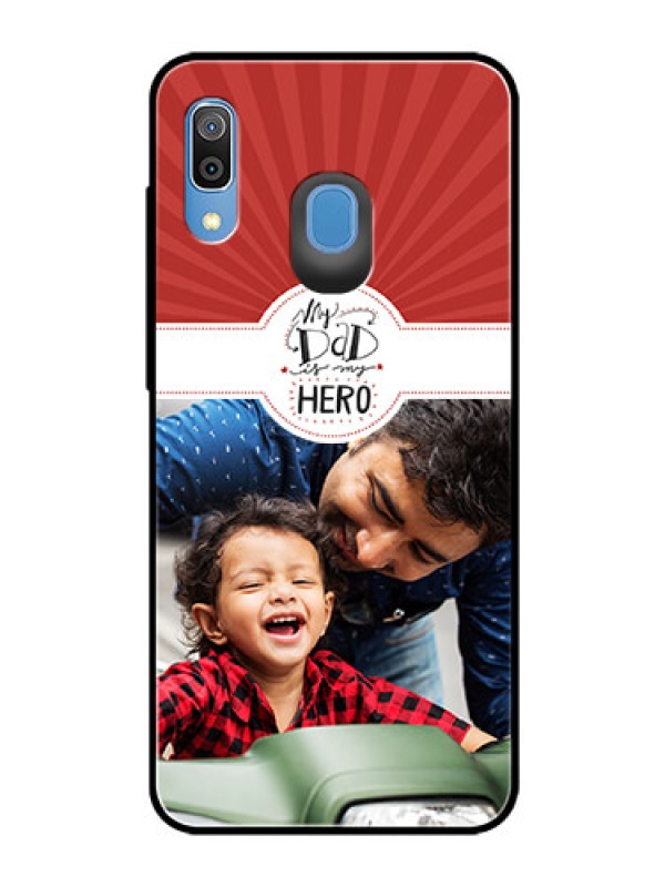 Custom Samsung Galaxy A20 Photo Printing on Glass Case  - My Dad Hero Design