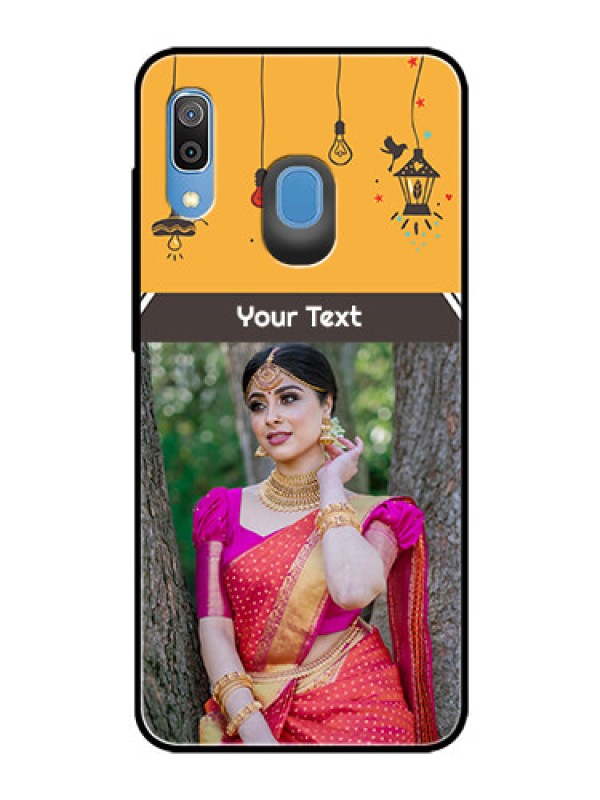 Custom Samsung Galaxy A20 Custom Glass Mobile Case  - with Family Picture and Icons 