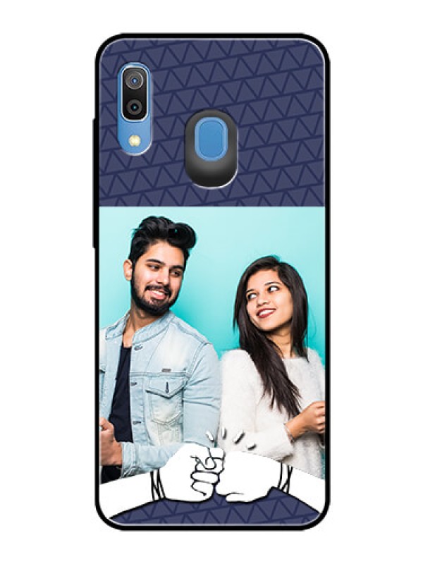 Custom Samsung Galaxy A20 Photo Printing on Glass Case  - with Best Friends Design  