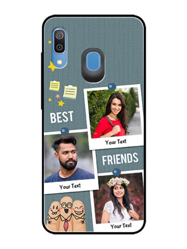 Custom Samsung Galaxy A20 Personalized Glass Phone Case  - Sticky Frames and Friendship Design