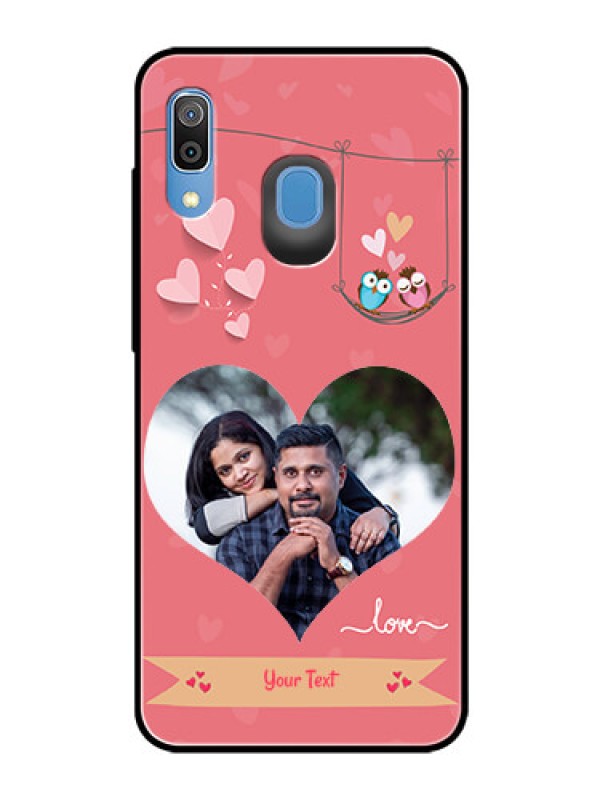 Custom Samsung Galaxy A20 Personalized Glass Phone Case  - Peach Color Love Design 