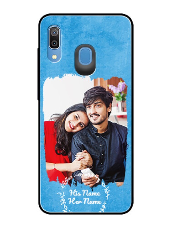 Custom Galaxy A20 Custom Glass Phone Case - Blue Color Vintage Design