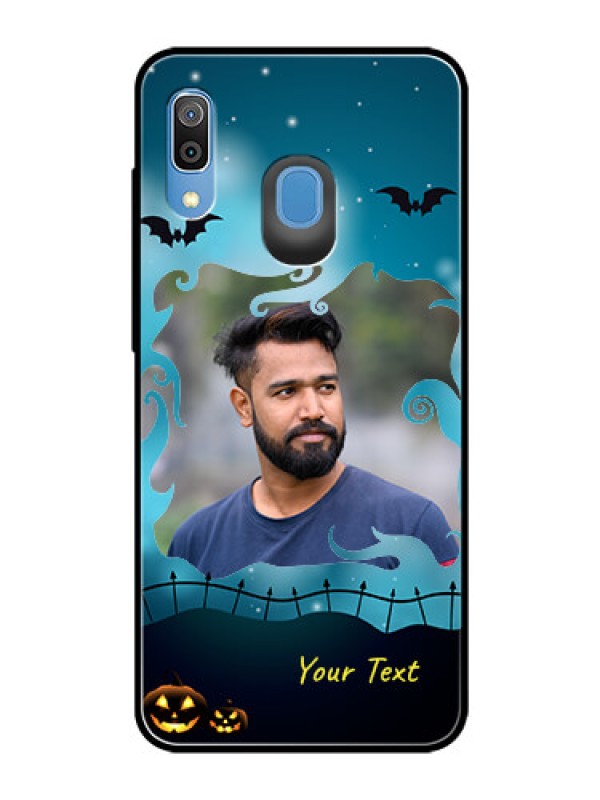 Custom Samsung Galaxy A20 Custom Glass Phone Case  - Halloween frame design