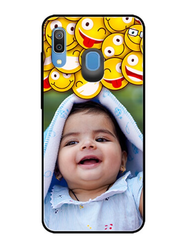 Custom Samsung Galaxy A20 Custom Glass Mobile Case  - with Smiley Emoji Design