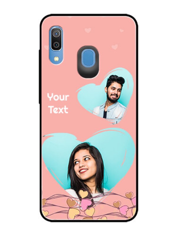 Custom Samsung Galaxy A20 Custom Glass Mobile Case  - Love Doodle Design