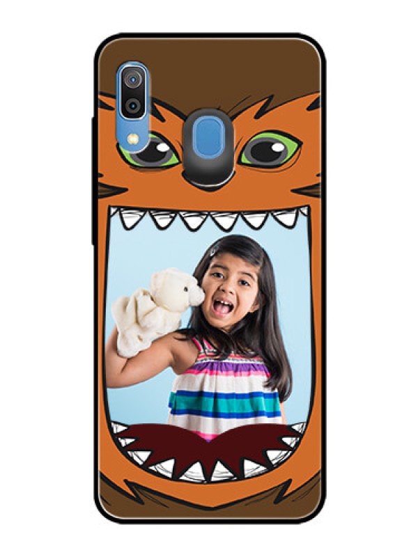 Custom Samsung Galaxy A20 Photo Printing on Glass Case  - Owl Monster Back Case Design
